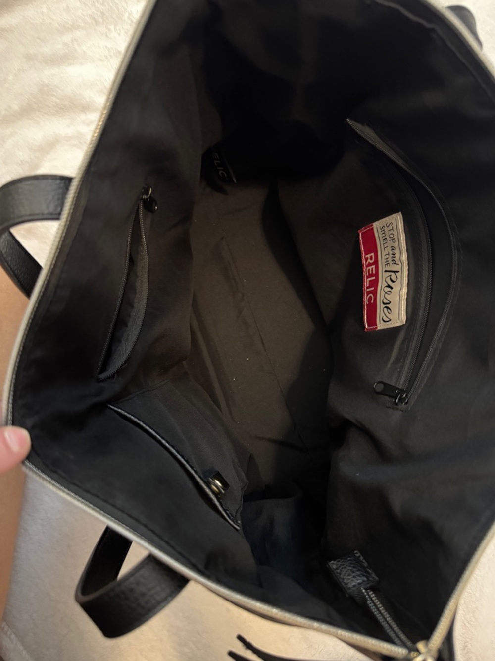 Relic Black Pebbled Tote with Side Pockets - Picture 2 of 4